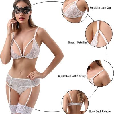Women Lingerie with Stockings and Gloves or Eye-mask,Garter Belt Lingerie Set