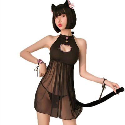 JasmyGirls Sexy Cat Cosplay Lingerie Dress Halloween Kawaii Anime Costume Cute Maid Outfit Japanese Lolita Underwear