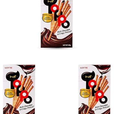 Lotte Toppo Vanilla Chocolate Flavour Pretzel Sticks, 40 g (Pack of 3)