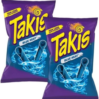 Blue Heat Takis Chilli Pepper Chips 93.2g - 2 Packs - American Snack - Bulk Value Pack