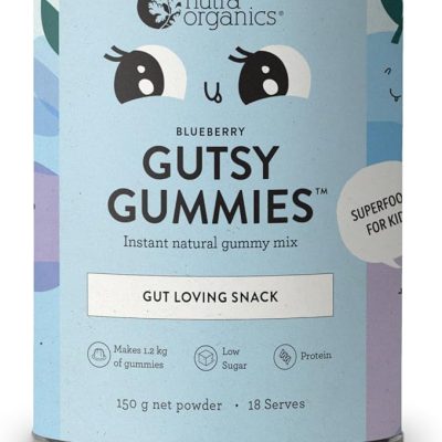 Nutra Organics Gutsy Gummies Blueberry 150g | Nutritious Snacks for Kids | Supports Gut well-being | Ideal for Making Gummies & Jellies (18 Serves)