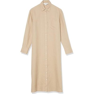 The Drop Women's Fiona Relaxed Linen Midi Shirt Dress