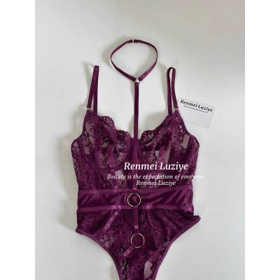 Charming wine red] Luxury lace strap jumpsuit