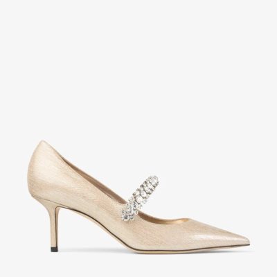 Gold-tone stiletto evening shoes with diamonds